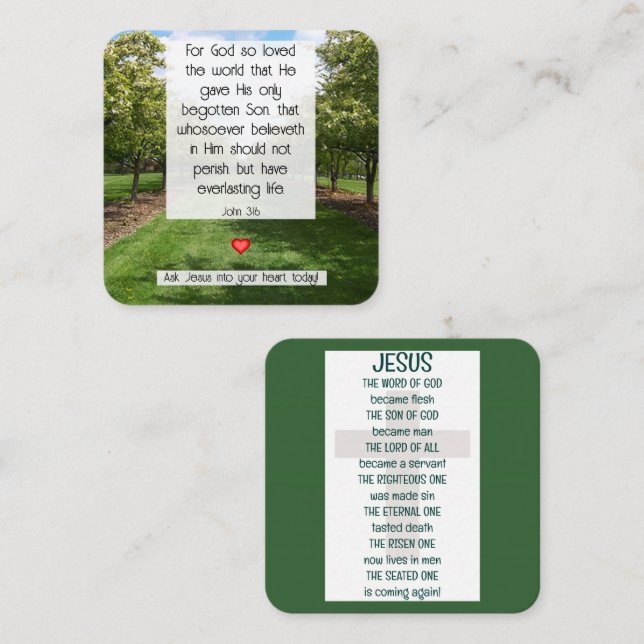 Gospel Tract Card Fyrkantigt Visitkort (Fram/baksida)