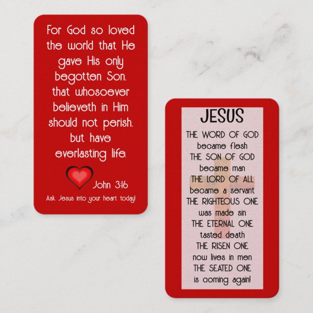Gospel Tract Card Visitkort (Fram/baksida)