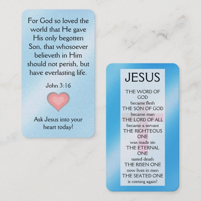 Gospel Tract Card Visitkort (Fram/baksida)