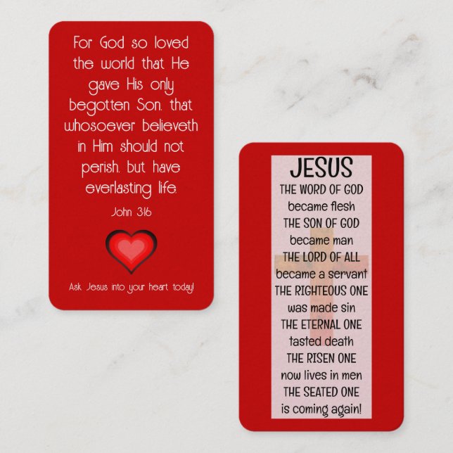 Gospel Tract Card Visitkort (Fram/baksida)