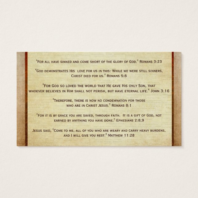 Gospel Tract Plan of Salvation Bra News Christian Visitkort (Baksidan)