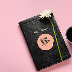 Gospelcitat, Bibelvers Sticker Kom till mig #4 Runt Klistermärke