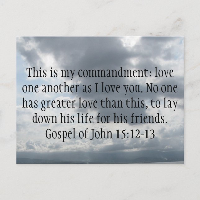Gospelet John 15:12-13 Vykort (Framsida)
