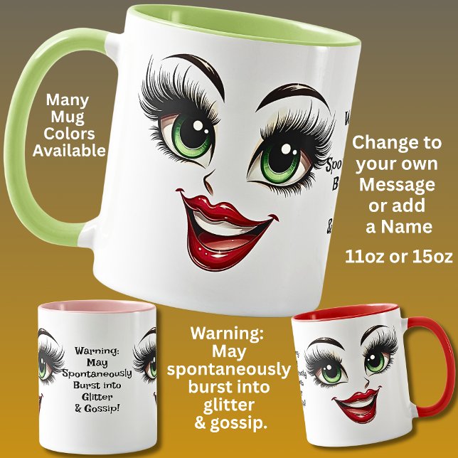 Gossip,  Add Name Message, Fabulous Eyes Face Mugg (Skapare uppladdad)