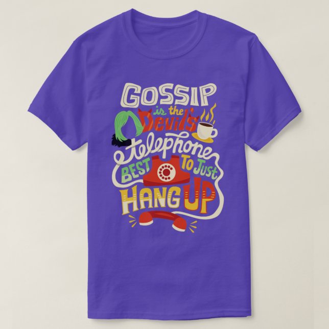 Gossip är djävulen-telefonen t shirt (Design framsida)
