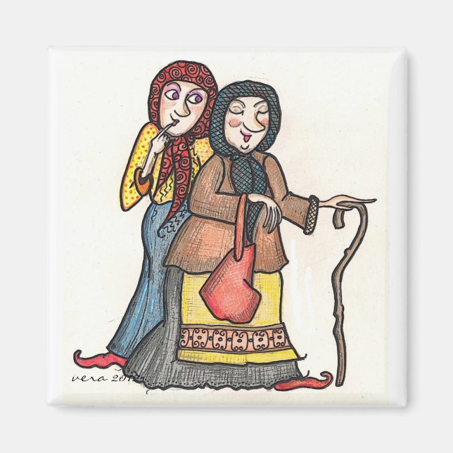 Gossip Crones Ukrainska folkArt Magnet (Framsidan)