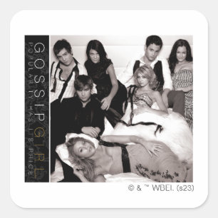 Gossip Girl Black and White Group Graphic Fyrkantigt Klistermärke