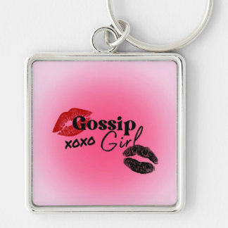 Gossip girl keychains fyrkantig silverfärgad nyckelring