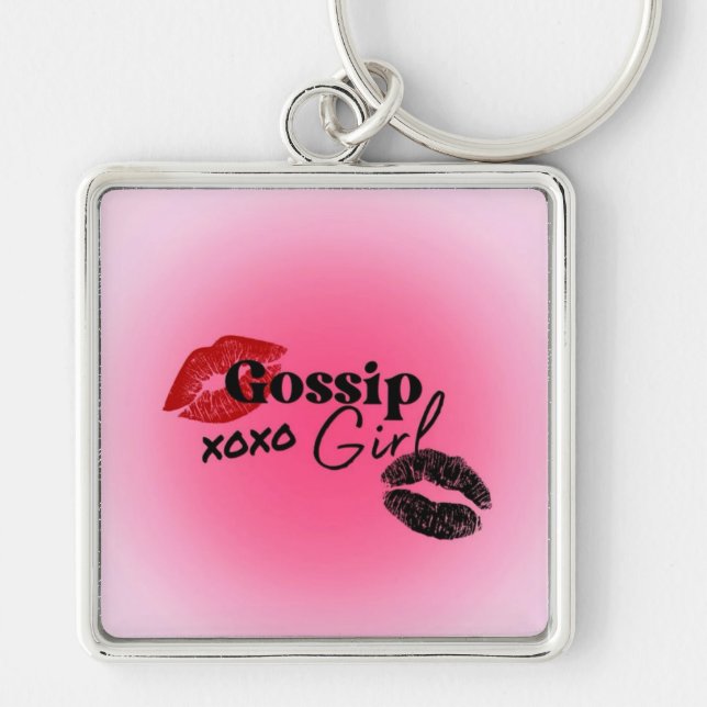 Gossip girl keychains fyrkantig silverfärgad nyckelring (Framsidan)