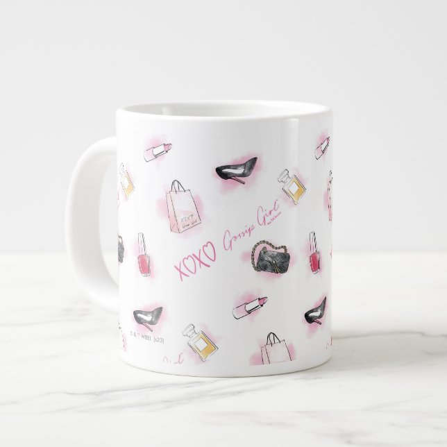 Gossip Girl Makeup Mönster Jumbo Mugg (Framsida vänster)