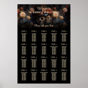 Gossisande Döskallar Bröllop, sittdiagram Bord Poster