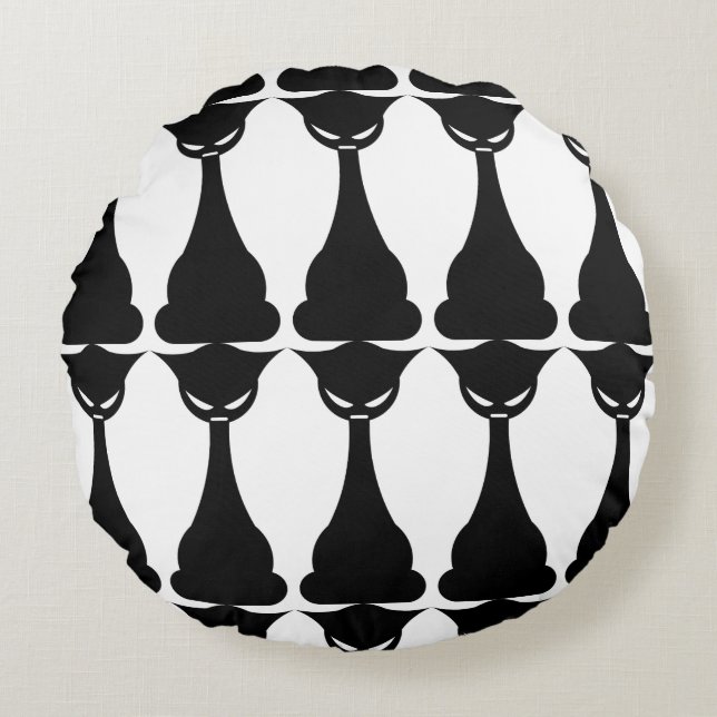 Gosvart kattsilhuettkudde rund kudde (Framsidan)