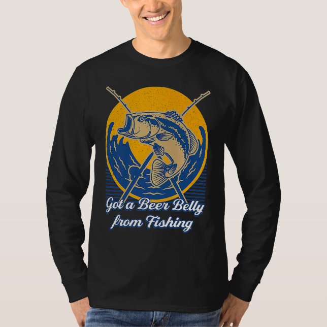 Got a Beer Belly from Fishing  Beer  Humor Drinker T Shirt (Framsida)