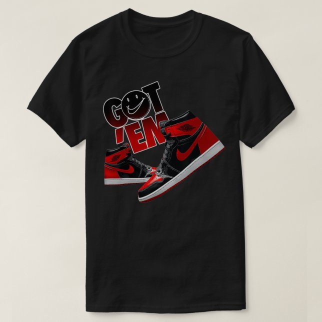Got Em Sneaker Matching Tees 1 High OG Patent Bred T Shirt (Design framsida)