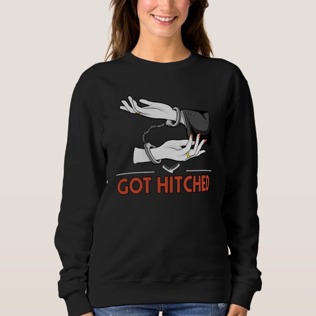 Got Hitched Wedding Couples Bride and Groom T Shirt (Framsida)
