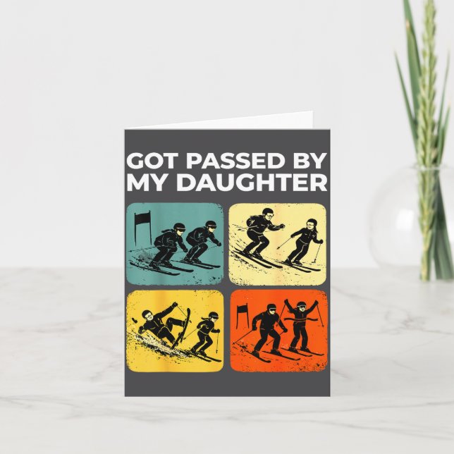 Got Ped By My Daughter Funny Retro Skiing  Kort (Framsida)