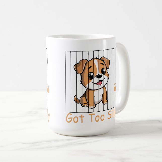 Got Too Silly Funny Dog Pun Humor Kaffemugg (Framsida höger)