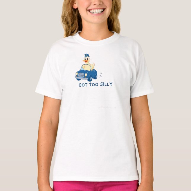 Got Too Silly – Funny Duck Driving Cartoon Design T Shirt (Framsida)