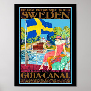 Gota Canal Sverige Vintage resor Poster