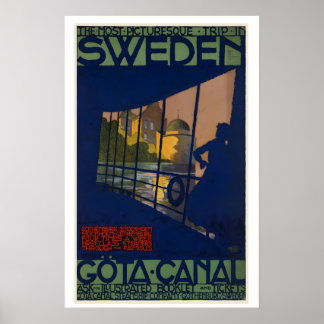 Göta Canal The Most Picturesque Sweden Vintage Poster