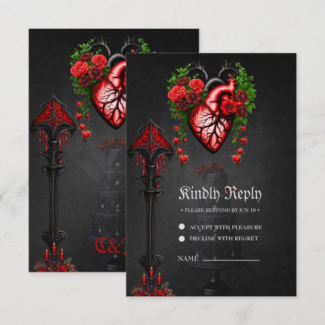 Gota hjärtröda blommor. OSA kort (Fram/baksida)