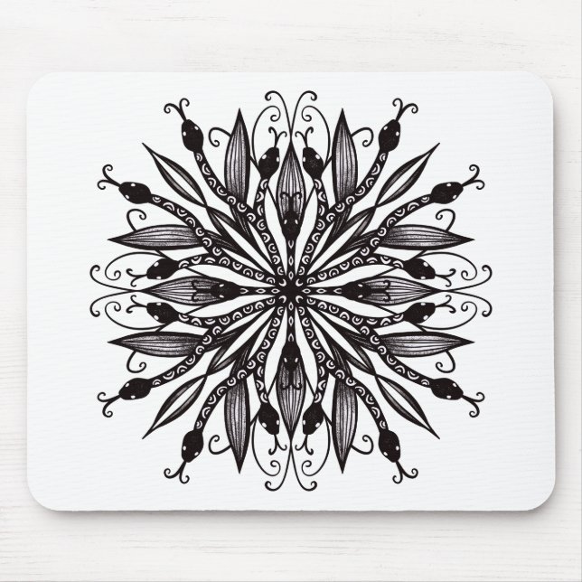 Gota ormar, grå, svart och vit musmatta (Framsidan)