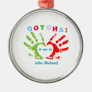 Gotcha dag - adoptiondesign julgransprydnad metall