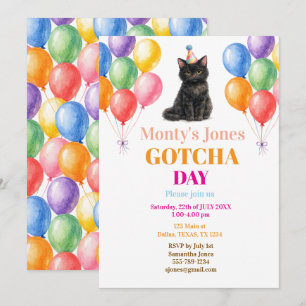 Gotcha-dagen Adoption Party Svart Katt Husdjur Inbjudningar