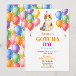 Gotcha-dagen Adoption Party Trikåfärgad Katt Husdj Inbjudningar