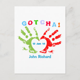 Gotcha Day - Adoption Announcement Design Meddelande Vykort