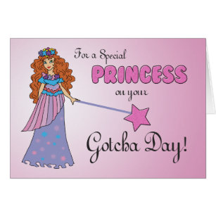 Gotcha Day Rosa Princess w/ Sparkly-look-Trollspö Hälsningskort