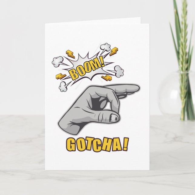 Gotcha Finger Hål Hand Meme Joke Skojjar Kort (Framsida)