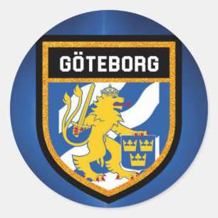 Göteborg Flagga Runt Klistermärke