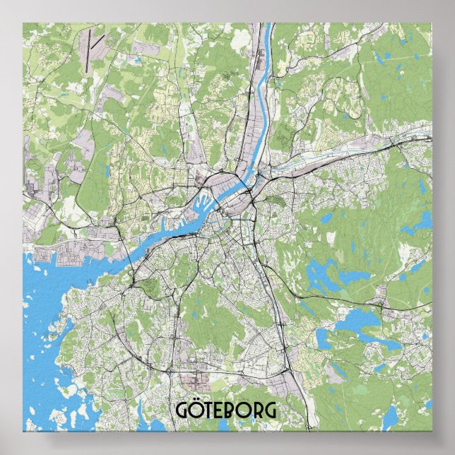 Göteborg karta poster (Framsidan)