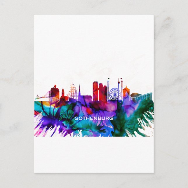 Göteborg Skyline Inbjudan Vykort (Framsida)
