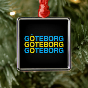 GOTEBORG Svenska Flagga Julgransprydnad Metall