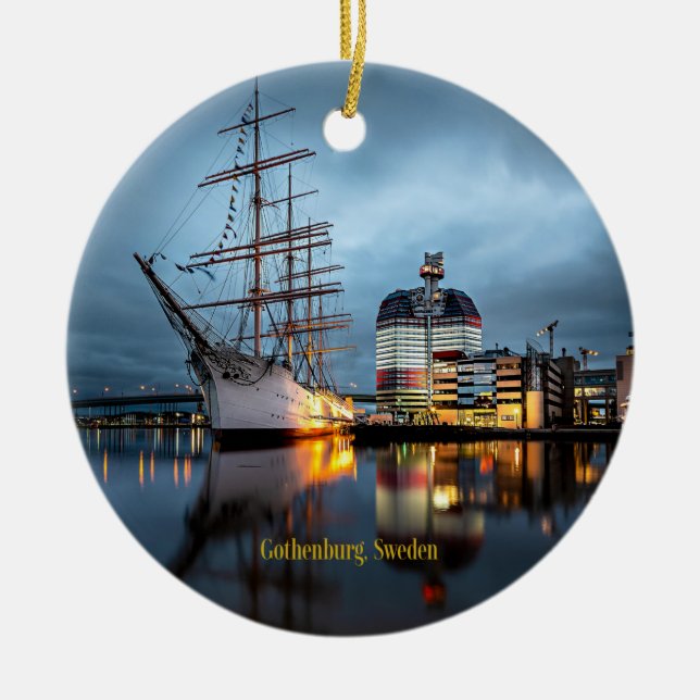 Göteborg, Sverige hamn Julgransprydnad Keramik (Framsidan)