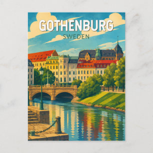 Göteborg Sverige Illustration Resa Konst Vintage Vykort