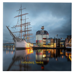 Göteborg, Sverige på natten Kakelplatta