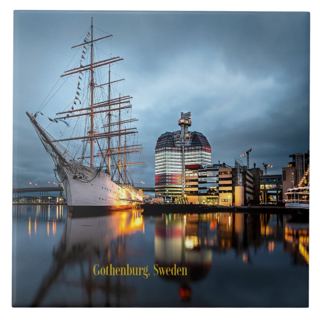 Göteborg, Sverige på natten Kakelplatta (Framsidan)