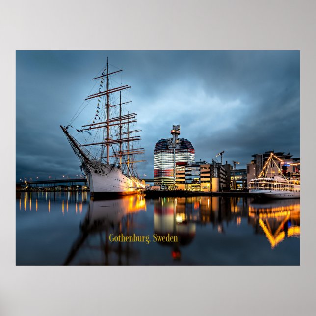 Göteborg, Sverige på natten Poster (Framsidan)