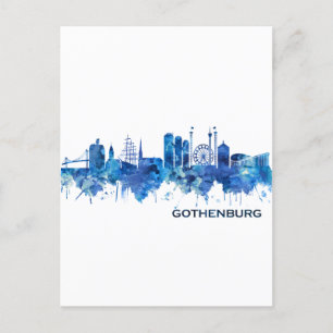 Göteborgs Sverige Skyline Blue Inbjudan Vykort