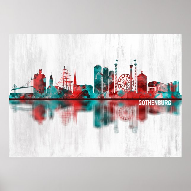 Göteborgs Sverige Skyline Poster (Framsidan)