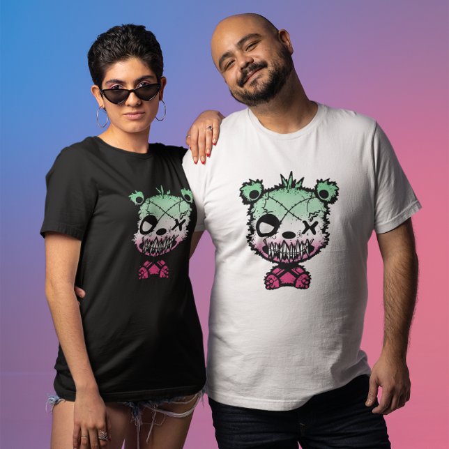 Goth Abrosexuellt Pride Flagga Färgad Bear T Shirt (Skapare uppladdad)