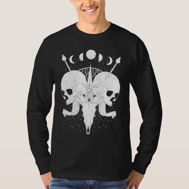 Goth Aesthetic Skull Moon Phases Gothic Grunge T Shirt (Framsida)