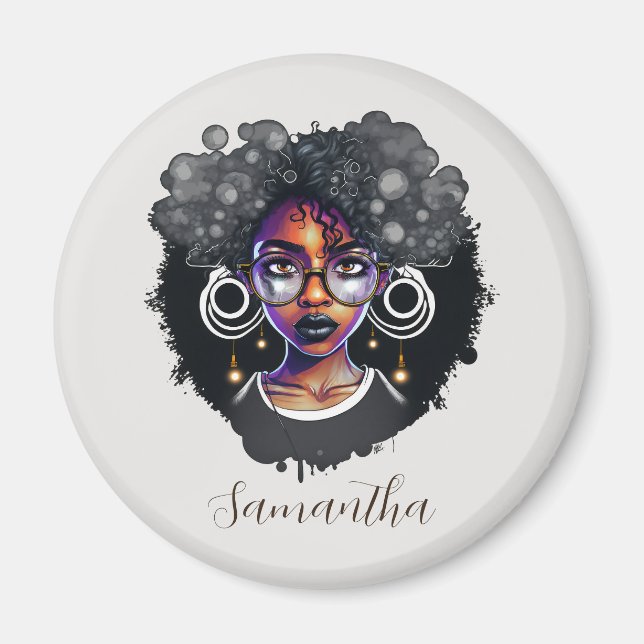 Goth Afro Woman Magnet (Framsidan)