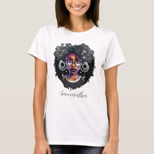 Goth Afro Woman T Shirt