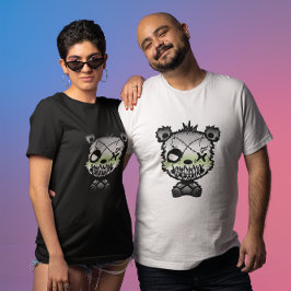 Goth Agender Pride Flagga Färgad Bear T Shirt