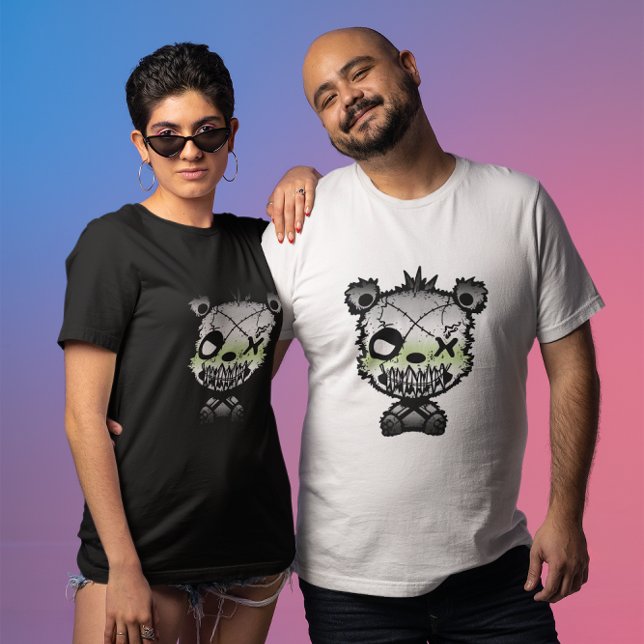 Goth Agender Pride Flagga Färgad Bear T Shirt (Skapare uppladdad)