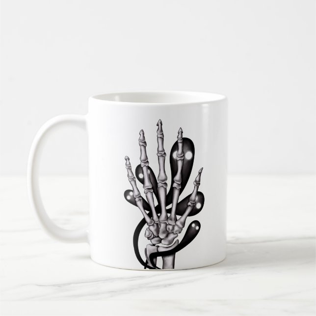 Goth Anatomy Skeleton Hand Spooky Spöken Kaffemugg (Vänster)